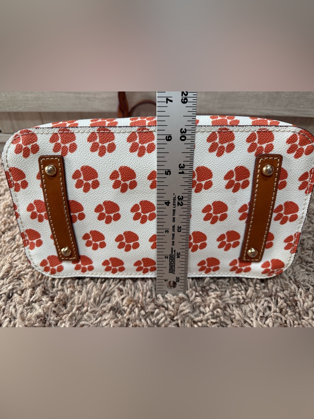 Dooney & Bourke -Clemson Tigers Coated Canvas Paw Print Celeste Satchel Handbag - Picture 6 of 16